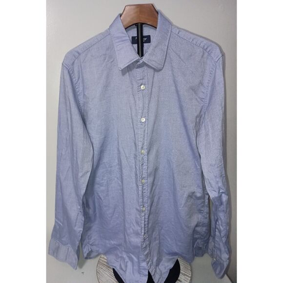 J. Crew: 80's 2-Ply Blue Long-Sleeve Button Down Shirt, Men's Size L 16-16.5 - Picture 1 of 5